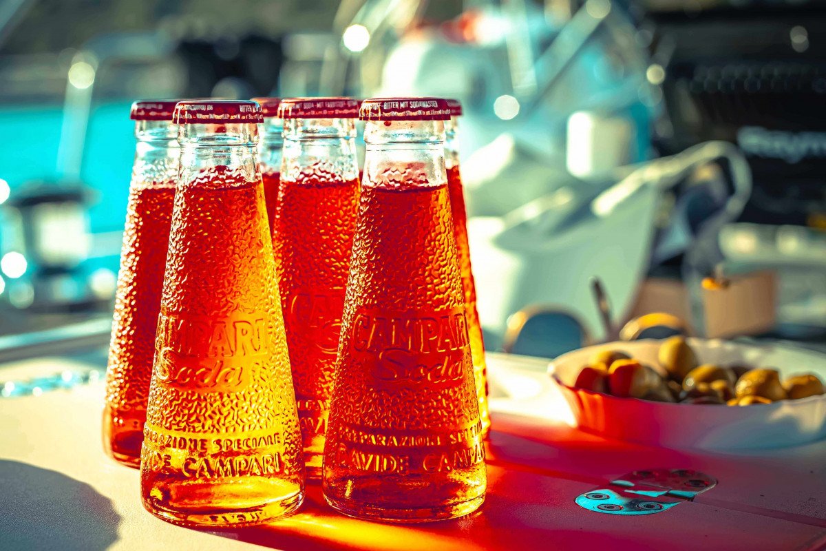 Old school campari bottles